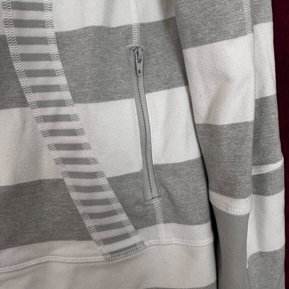 LULULEMON ATHLETICA WOMENS STRIDE HIGH NECK JACKET WHITE GRAY STRIPES, 6 - Picture 3 of 16